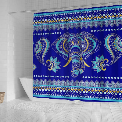 BigProStore Elephant Shower Curtain Sets Elephant Evil Eye Ornament Bathroom Sets Shower Curtain