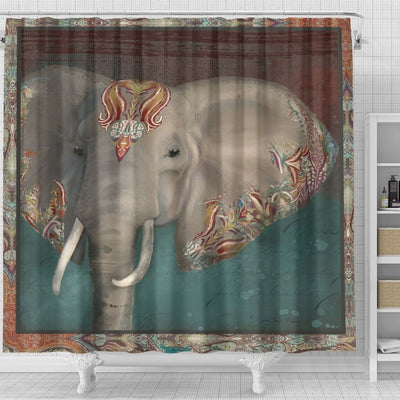 BigProStore Elephant Themed Shower Curtains Elephant Kashmir Kani Paisley Tribal Bath Decor Bathroom Decor Ideas Shower Curtain / Small (165x180cm | 65x72in) Shower Curtain