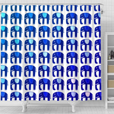 BigProStore Elephant Bathroom Decor Elephant Pattern Blue Bathroom Decor Shower Curtain / Small (165x180cm | 65x72in) Shower Curtain