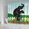 BigProStore Elephant Bathroom Sets Elephant Riding A Bike Bathroom Decor Sets Shower Curtain
