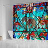 BigProStore Elephant Shower Curtain Sets Elephant Stained Glass Bathroom Wall Decor Ideas Shower Curtain