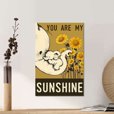 BigProStore Canvas Prints Elephant Sunflower You Are My Sunshine Poster Vintage Wall Art Minimalist Wall Art Canvas