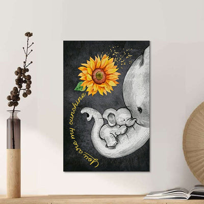 BigProStore Canvas Wall Art Elephant Sunflowers You Are My Sunshine Wall Art Decor Wall Art Home Decor Canvas