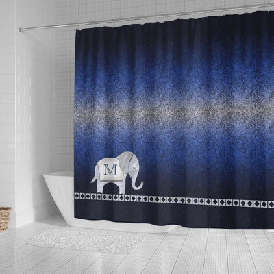 BigProStore Elephant Themed Shower Curtains Elephant Walk Monogram Silverblue Id390 Home Bath Decor Shower Curtain