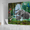BigProStore Elephant Bathroom Decor Elephants Of The Rain Forest Home Bath Decor Shower Curtain