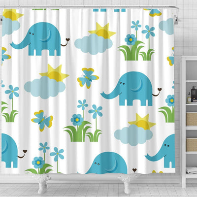 BigProStore Shower Curtains Elephant Elephants Pattern Bathroom Wall Decor Ideas Shower Curtain / Small (165x180cm | 65x72in) Shower Curtain