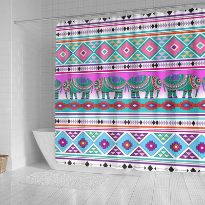 BigProStore Elephant Print Shower Curtains Elephants With Aztec Pattern Fantasy Fabric Bath Bathroom Sets Shower Curtain