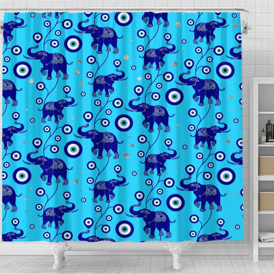 BigProStore Shower Curtains Elephant Evil Eye Elephant Good Luck Amulet Pattern Small Bathroom Decor Ideas Shower Curtain / Small (165x180cm | 65x72in) Shower Curtain