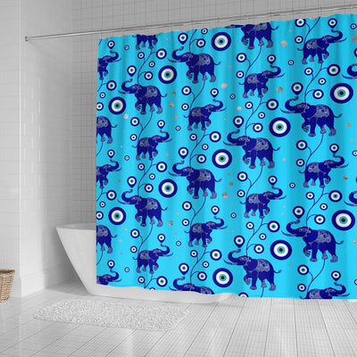 BigProStore Shower Curtains Elephant Evil Eye Elephant Good Luck Amulet Pattern Small Bathroom Decor Ideas Shower Curtain