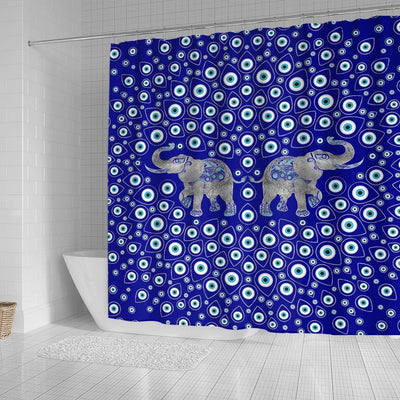 BigProStore Elephant Shower Curtain Sets Evil Eye Elephant Good Luck Charm Bathroom Decor Ideas Shower Curtain