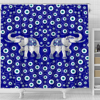 BigProStore Elephant Print Shower Curtains Evil Eye Elephant Good Luck Charm Bathroom Decor Shower Curtain / Small (165x180cm | 65x72in) Shower Curtain