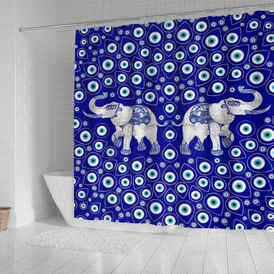 BigProStore Elephant Print Shower Curtains Evil Eye Elephant Good Luck Charm Bathroom Decor Shower Curtain