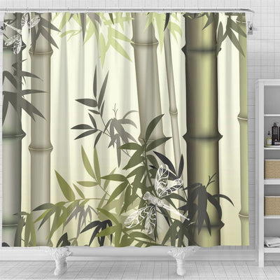BigProStore Green Bamboo Bathroom Sets Amazing Exotic Bamboo And Dragonflies Shower Curtain Home Bath Decor Shower Curtain / Small (165x180cm | 65x72in) Shower Curtain