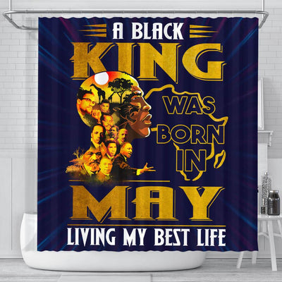 BigProStore Fancy A Black King Was Born In May Shower Curtains African American Afrocentric Bathroom Accessories BPS216 Small (165x180cm | 65x72in) Shower Curtain