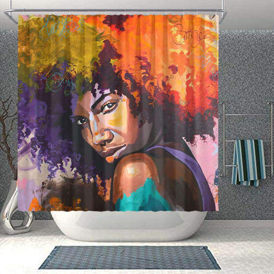 BigProStore Fancy African Inspired Shower Curtains Melanin Afro Girl Bathroom Decor BPS0153 Small (165x180cm | 65x72in) Shower Curtain
