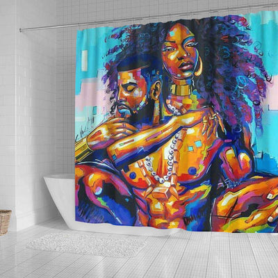 BigProStore Fancy African Inspired Shower Curtains Melanin King Queen Couple Bathroom Decor Accessories BPS0107 Shower Curtain