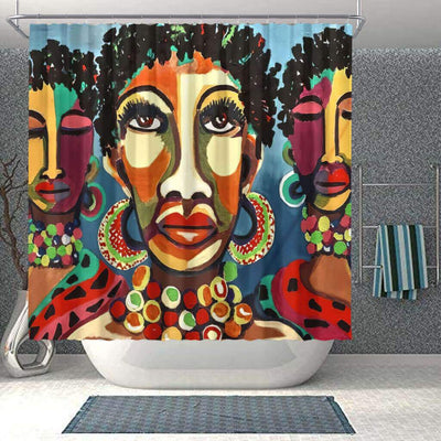 BigProStore Fancy African Print Shower Curtains Melanin Girl Bathroom Accessories BPS0118 Small (165x180cm | 65x72in) Shower Curtain