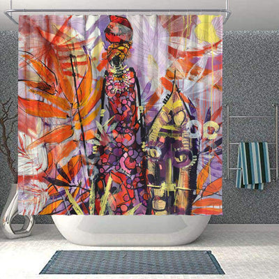 BigProStore Fancy Afro American Shower Curtains African Woman Bathroom Decor Idea BPS0041 Small (165x180cm | 65x72in) Shower Curtain