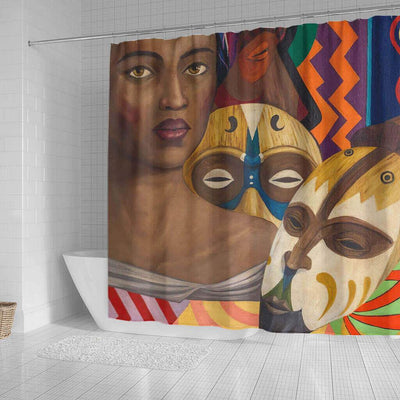 BigProStore Fancy Afro American Shower Curtains Melanin Girl Bathroom Accessories BPS0103 Shower Curtain