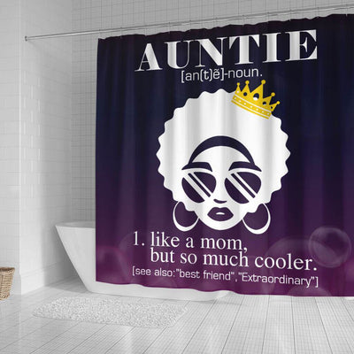 BigProStore Fancy Afro Auntie Like A Mom But So Much Cooler Afro American Shower Curtains Afro Bathroom Decor BPS015 Small (165x180cm | 65x72in) Shower Curtain
