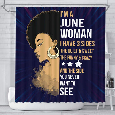 BigProStore Fancy Afro Girl I'm A June Woman Shower Curtains African American African Style Designs BPS024 Small (165x180cm | 65x72in) Shower Curtain