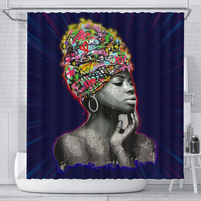 BigProStore Fancy Beautiful Black Girl Art African American Bathroom Shower Curtains African Bathroom Accessories BPS062 Small (165x180cm | 65x72in) Shower Curtain
