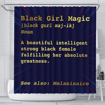 BigProStore Fancy Black Girl Magic Melaninaire Beautiful Intelligent Strong Girl Black African American Shower Curtains Afro Bathroom Decor BPS080 Small (165x180cm | 65x72in) Shower Curtain