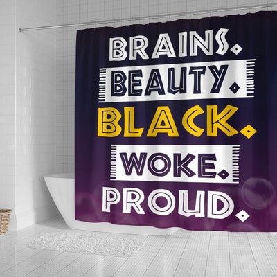 BigProStore Fancy Brains Beauty Black Woke Proud Black History Shower Curtains Afro Bathroom Decor BPS105 Small (165x180cm | 65x72in) Shower Curtain