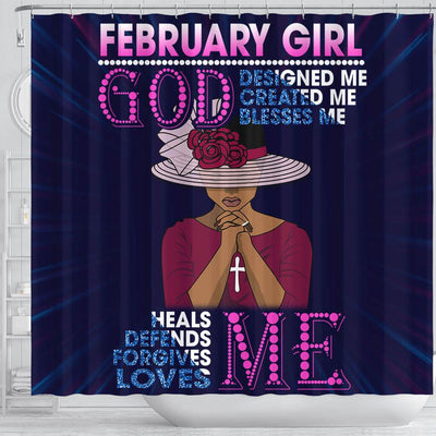 BigProStore Fancy February Girl God Designed Created Blesses Heals Defends Me African American Art Shower Curtains Afro Bathroom Accessories BPS025 Shower Curtain