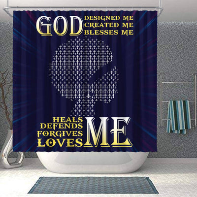 BigProStore Fancy God Designed Created Blessed Heals Defends Forgives Loves Me Girl Shower Curtains African American Afrocentric Bathroom Decor BPS123 Shower Curtain