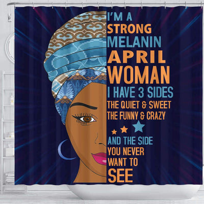 BigProStore Fancy I Am A Strong Melanin April Woman Birth Month African American Themed Shower Curtains Afrocentric Bathroom Accessories BPS041 Shower Curtain