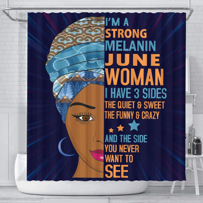 BigProStore Fancy I Am A Strong Melanin June Woman Birth Month Shower Curtains African American Afrocentric Bathroom Decor BPS059 Small (165x180cm | 65x72in) Shower Curtain