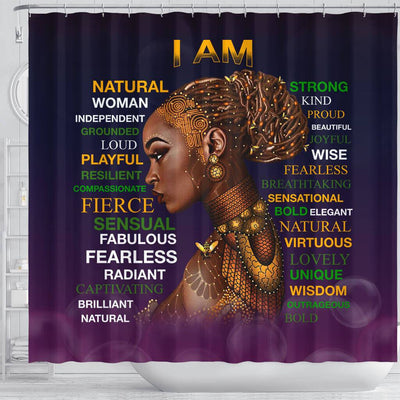 BigProStore Fancy I Am Natural Playful Frierce Fearless Wisdom Girl African American Art Shower Curtains African Bathroom Decor BPS133 Shower Curtain