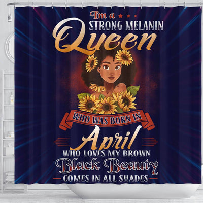 BigProStore Fancy I'm A Strong Melanin Queen Born In April African American Art Shower Curtains Afro Bathroom Accessories BPS122 Shower Curtain