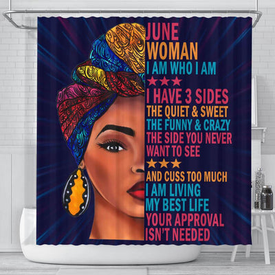 BigProStore Fancy June Woman I Have 3 Sides I Live My Best Life Your Approval Isn't Needed Afro American Shower Curtains Afrocentric Bathroom Accessories BPS163 Small (165x180cm | 65x72in) Shower Curtain