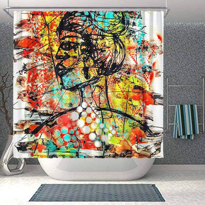 BigProStore Fancy Natural Hair Shower Curtain African Woman Bathroom Decor Idea BPS0127 Small (165x180cm | 65x72in) Shower Curtain