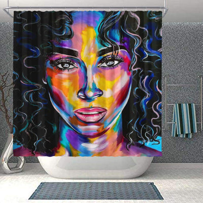 BigProStore Fancy Natural Hair Shower Curtain Black Queen Bathroom Designs BPS0092 Small (165x180cm | 65x72in) Shower Curtain