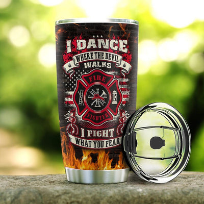 BigProStore Personalized Firefighter Epoxy Stainless Steel Tumbler Firefighter I Fight What People Fear Custom Iced Coffee Tumbler Double Walled Vacuum Insulated Cup 20 Oz 20 oz Personalized Firefighter Tumbler