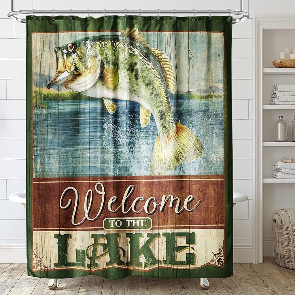 Fishing Shower Curtain Fisherman Rustic Fish Lake Bathroom Home Decor –  BigProStore