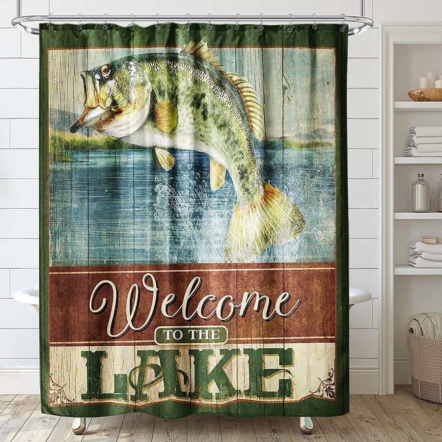 Fishing Bathroom Shower Curtains Speckled Trout Geno Peoples Small Bat –  BigProStore