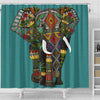 BigProStore Elephant Bathroom Sets Floral Elephant Teal Bathroom Wall Decor Ideas Shower Curtain / Small (165x180cm | 65x72in) Shower Curtain
