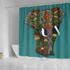 BigProStore Elephant Bathroom Sets Floral Elephant Teal Bathroom Wall Decor Ideas Shower Curtain
