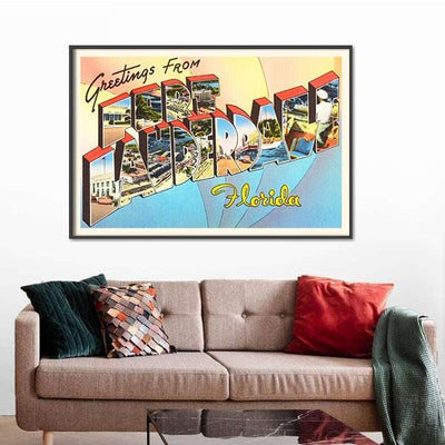 BigProStore Cities Canvas Painting Fort Lauderdale Florida Fl Vintage Travel Souvenir Photo Print Ready To Hang Canvas Wall Art Cities Canvas