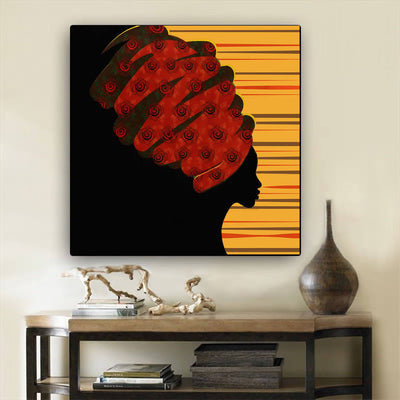 BigProStore Framed Black Art Beautiful African American Girl African Canvas Wall Art Afrocentric Home Decor Ideas BPS67601 24" x 24" x 0.75" Square Canvas