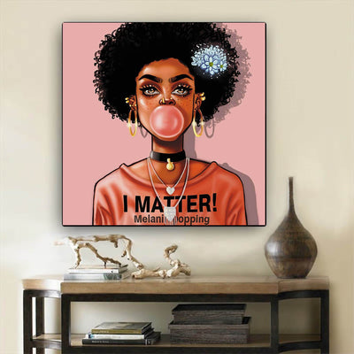 BigProStore Framed Black Art Beautiful African American Woman African American Abstract Art Afrocentric Home Decor Ideas BPS96178 12" x 12" x 0.75" Square Canvas