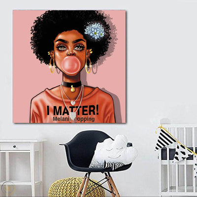 BigProStore Framed Black Art Beautiful African American Woman African American Abstract Art Afrocentric Home Decor Ideas BPS96178 24" x 24" x 0.75" Square Canvas