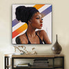 BigProStore Framed Black Art Beautiful Afro Girl African American Canvas Wall Art Afrocentric Decor BPS12114 12" x 12" x 0.75" Square Canvas