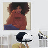 BigProStore Framed Black Art Beautiful Afro Girl Modern Black Art Afrocentric Decorating Ideas BPS30536 24" x 24" x 0.75" Square Canvas