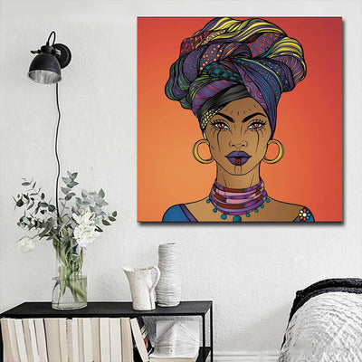 BigProStore Framed Black Art Beautiful Black Afro Girls African American Wall Art And Decor Afrocentric Home Decor BPS49174 16" x 16" x 0.75" Square Canvas