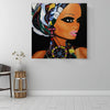 BigProStore Framed Black Art Beautiful Black Afro Girls Modern Black Art Afrocentric Living Room Ideas BPS27914 16" x 16" x 0.75" Square Canvas